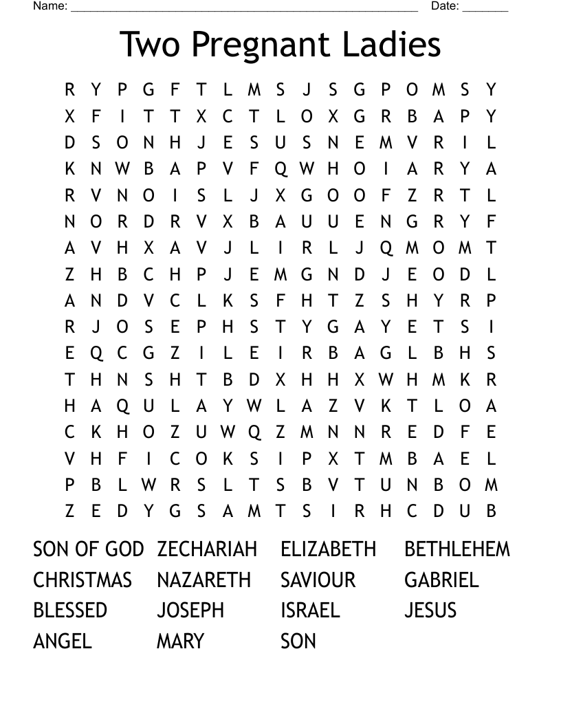 Two Pregnant Ladies Word Search