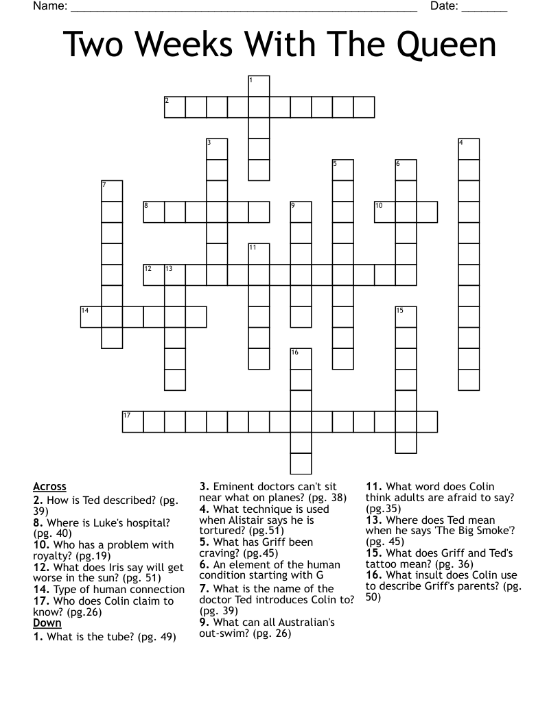 Two Weeks With The Queen Crossword