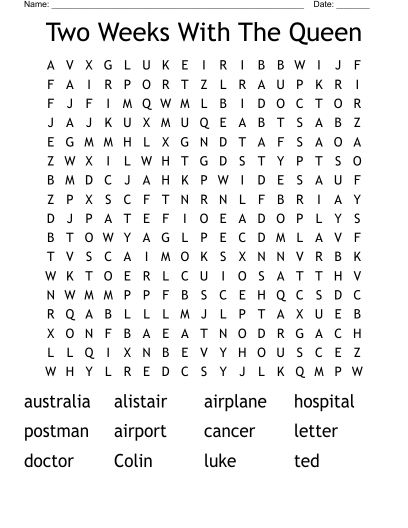 Two Weeks With The Queen Word Search