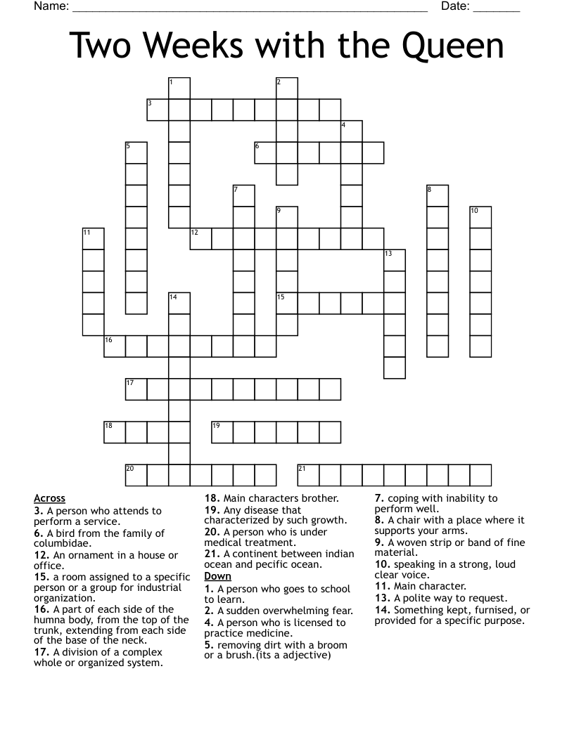 Two Weeks with the Queen Crossword