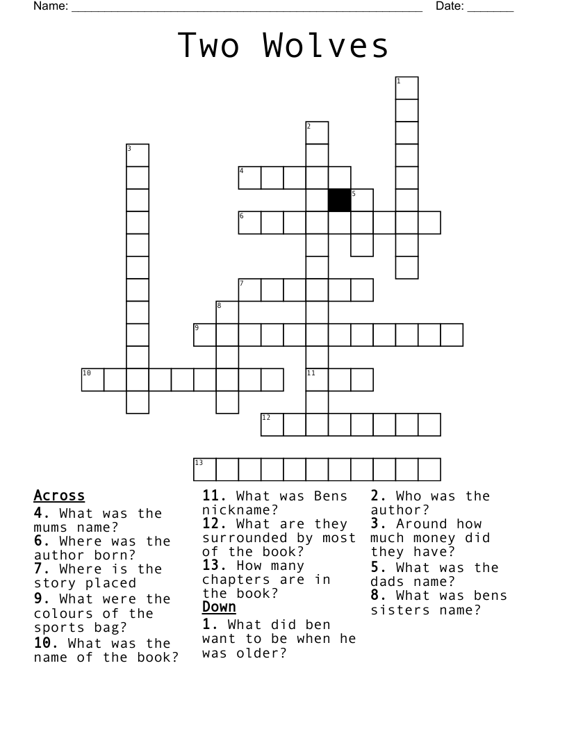 Two Wolves Crossword