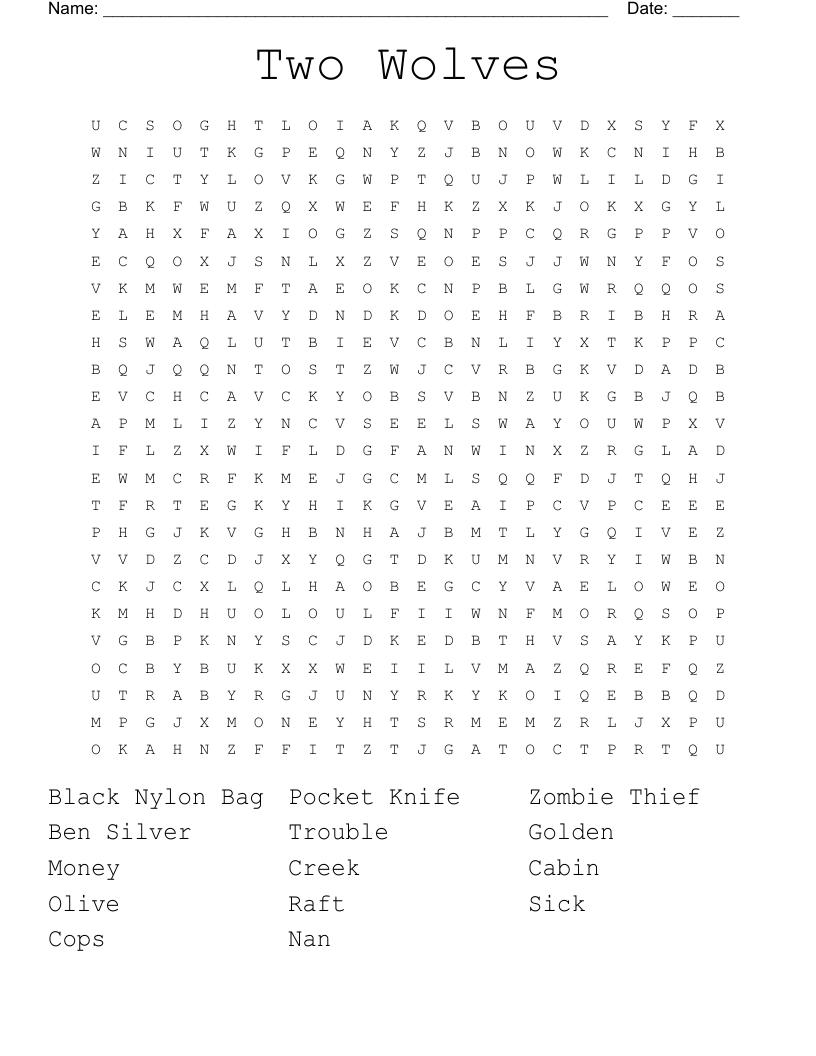 Two Wolves Word Search