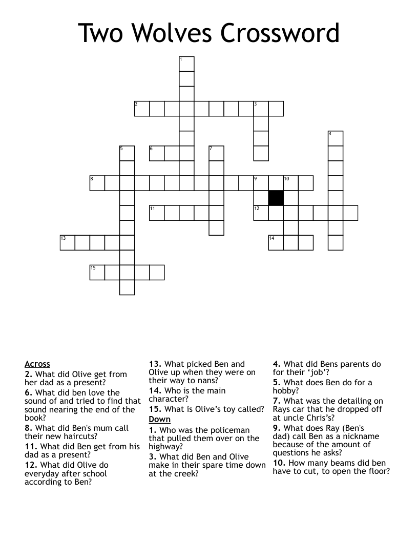 Two Wolves Crossword