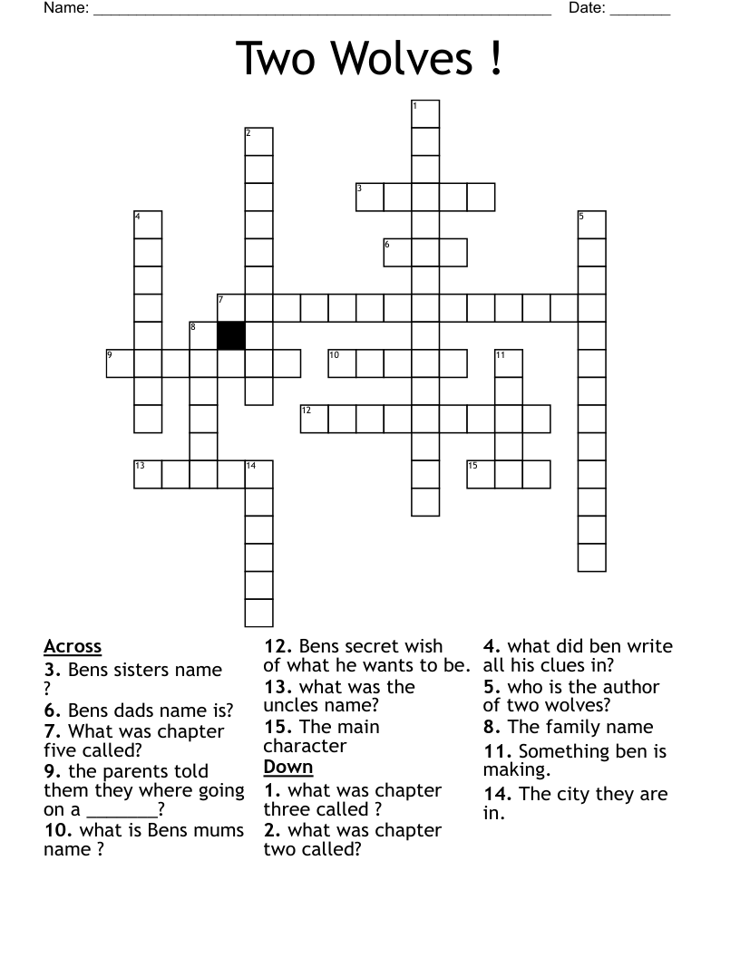 Two Wolves ! Crossword