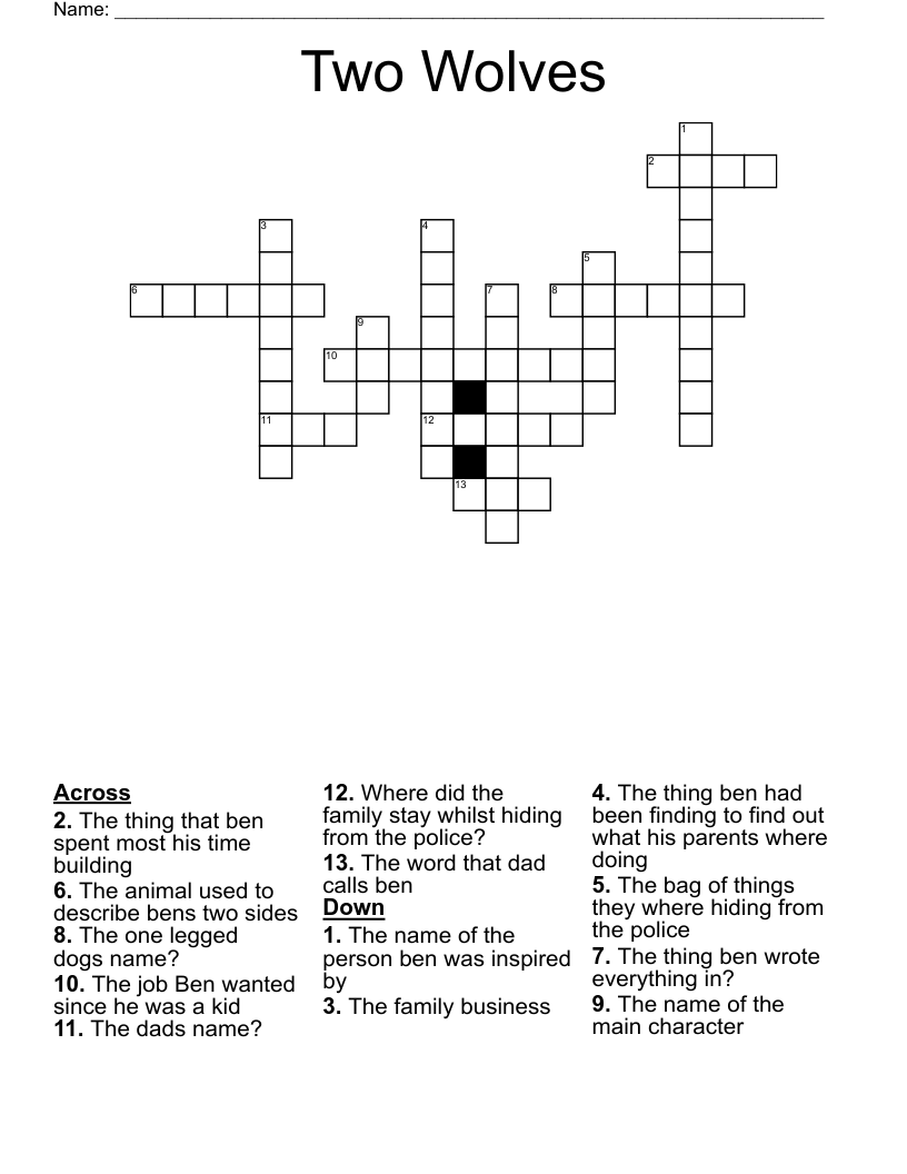 Two Wolves  Crossword