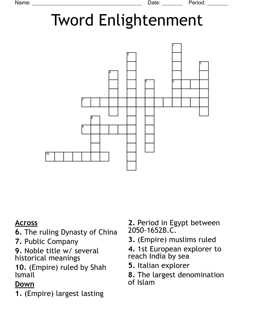 Tword Enlightenment  Crossword