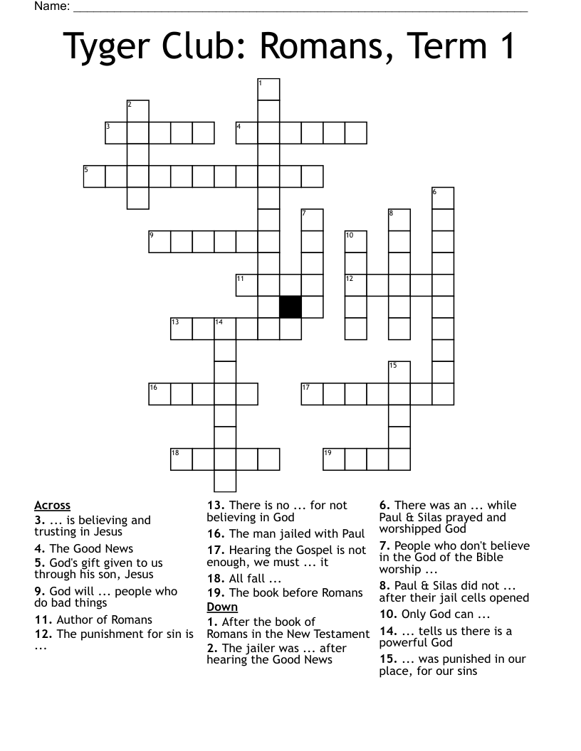 Tyger Club: Romans, Term 1 Crossword