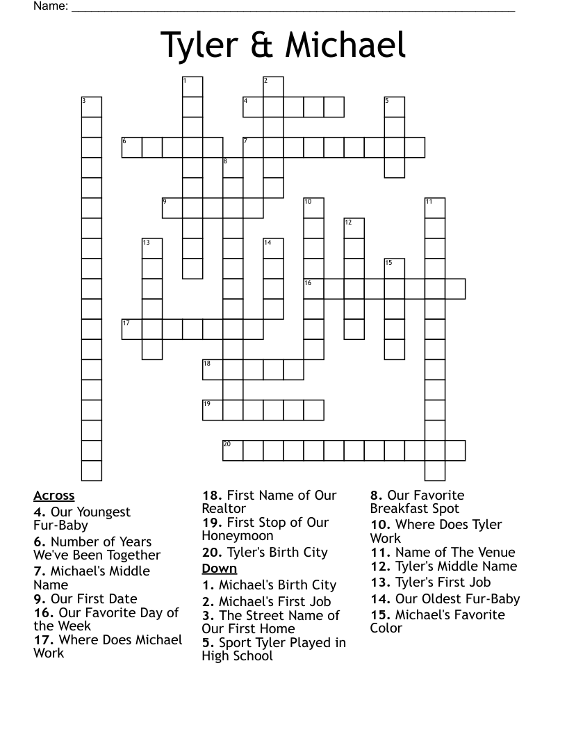 Tyler & Michael Crossword