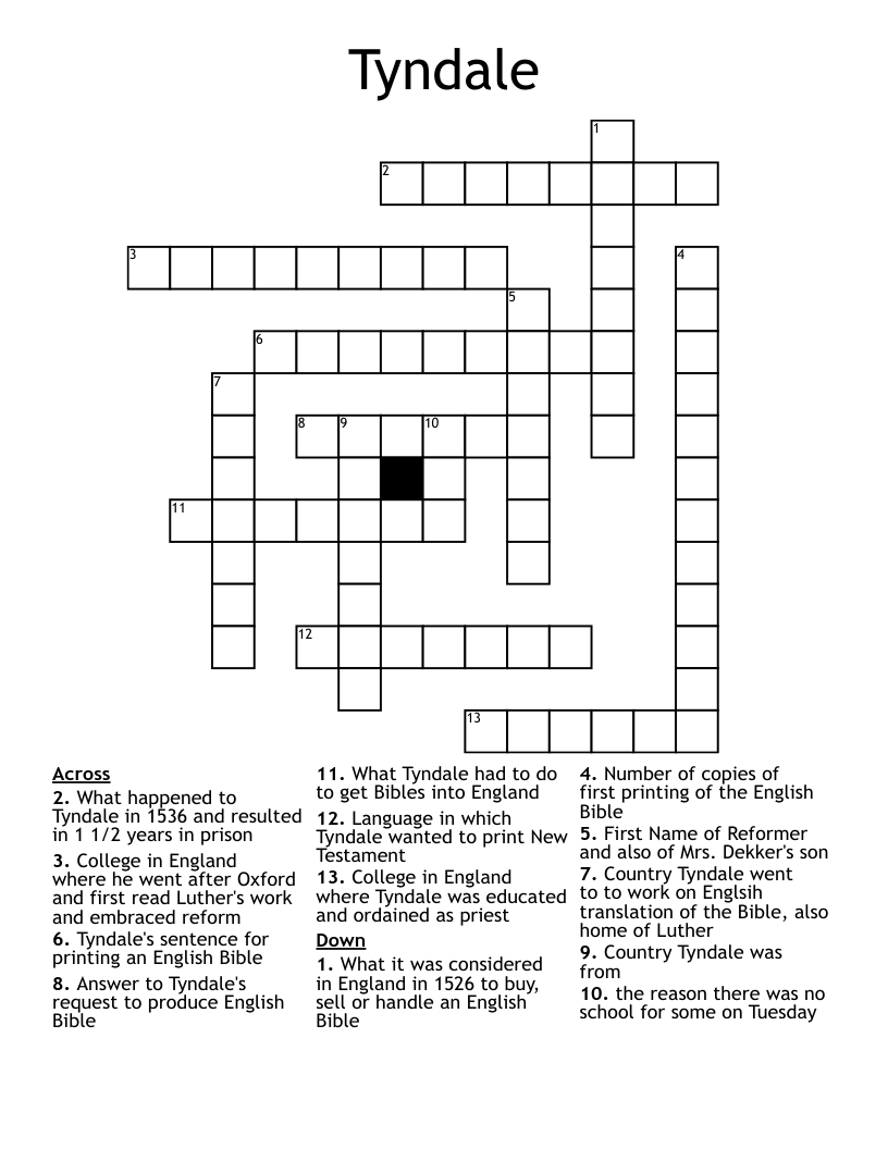 Tyndale Crossword