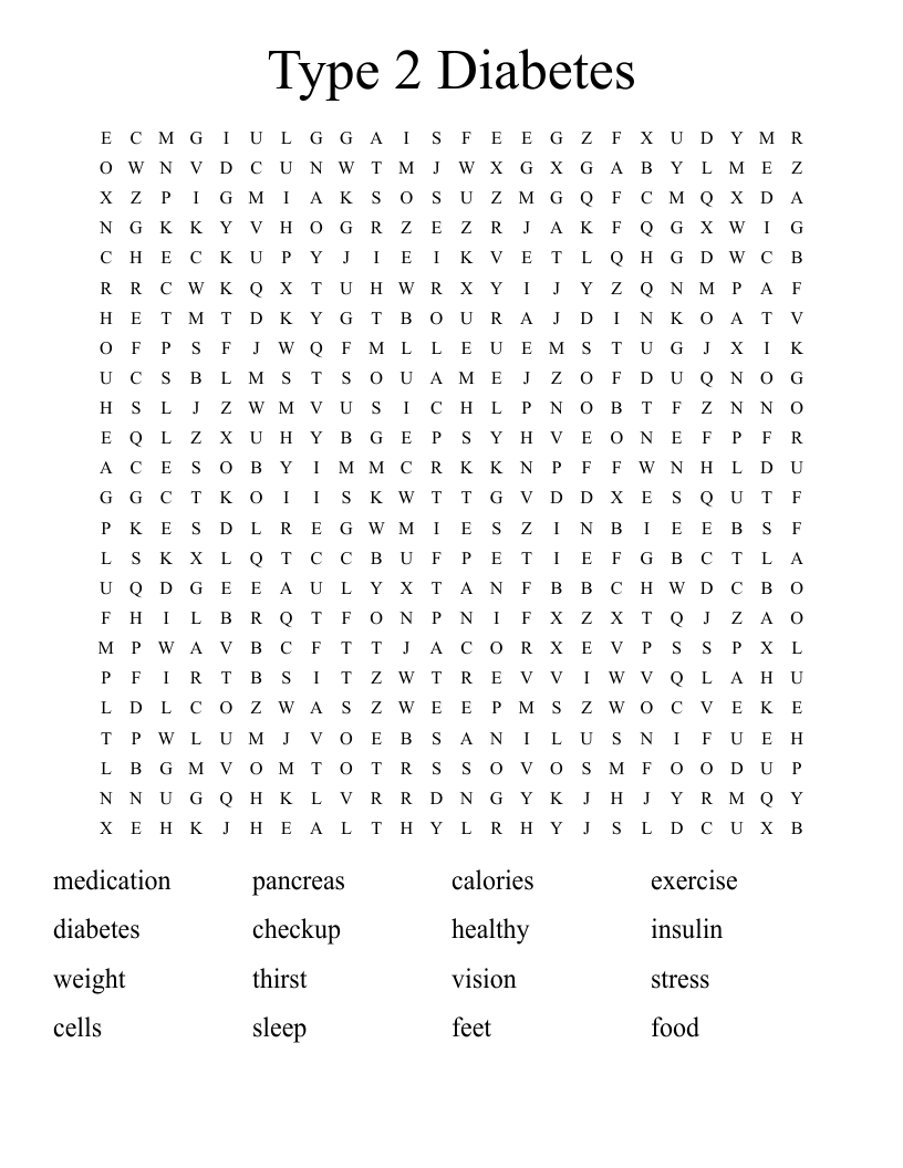 Type 2 Diabetes Word Search