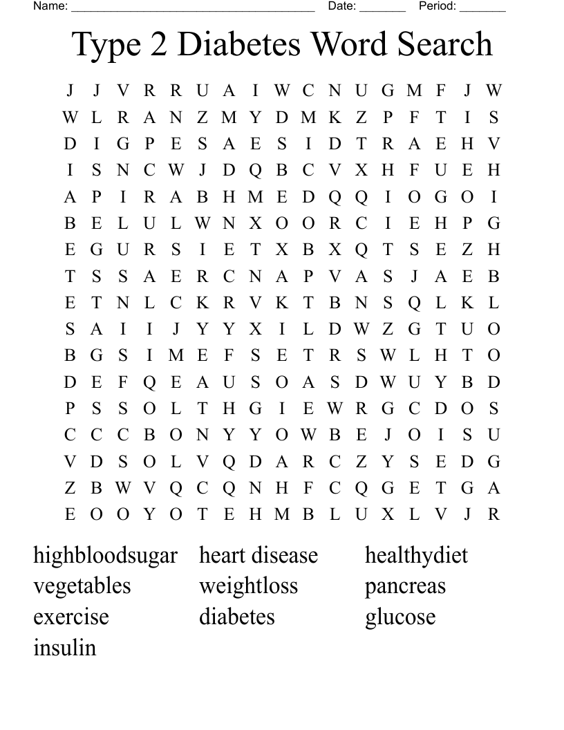 Type 2 Diabetes Word Search