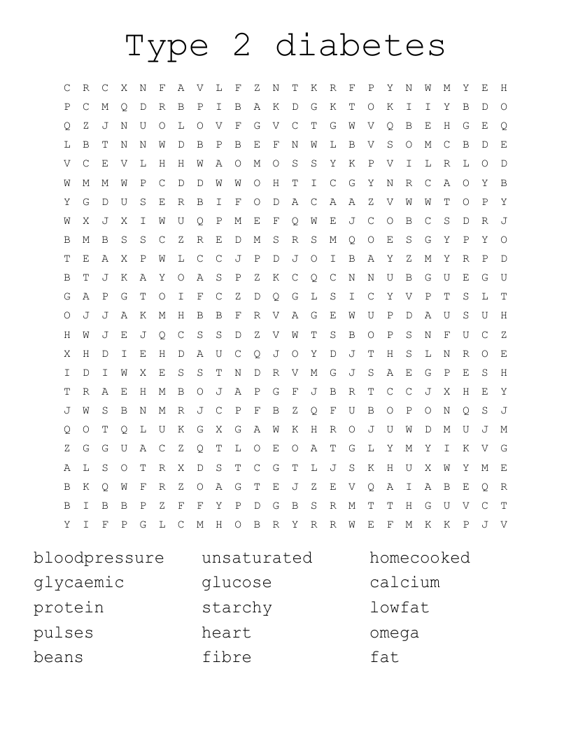 Type 2 diabetes Word Search