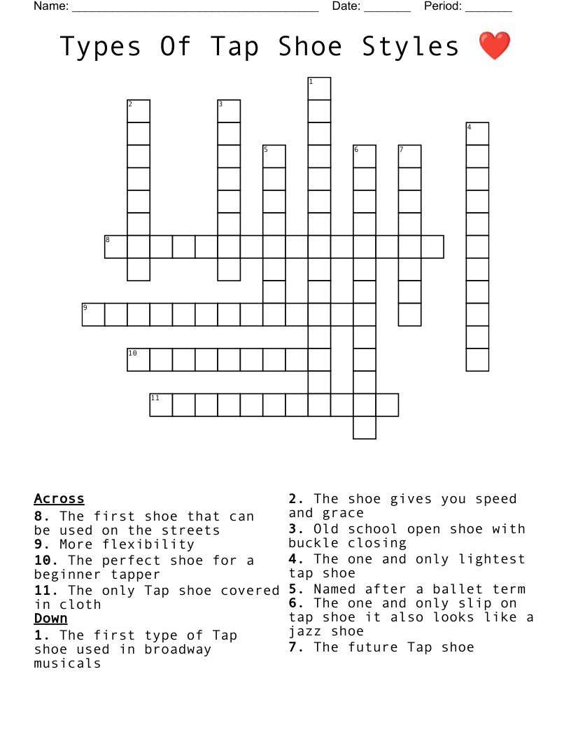 Types Of Tap Shoe Styles ❤️️ Crossword
