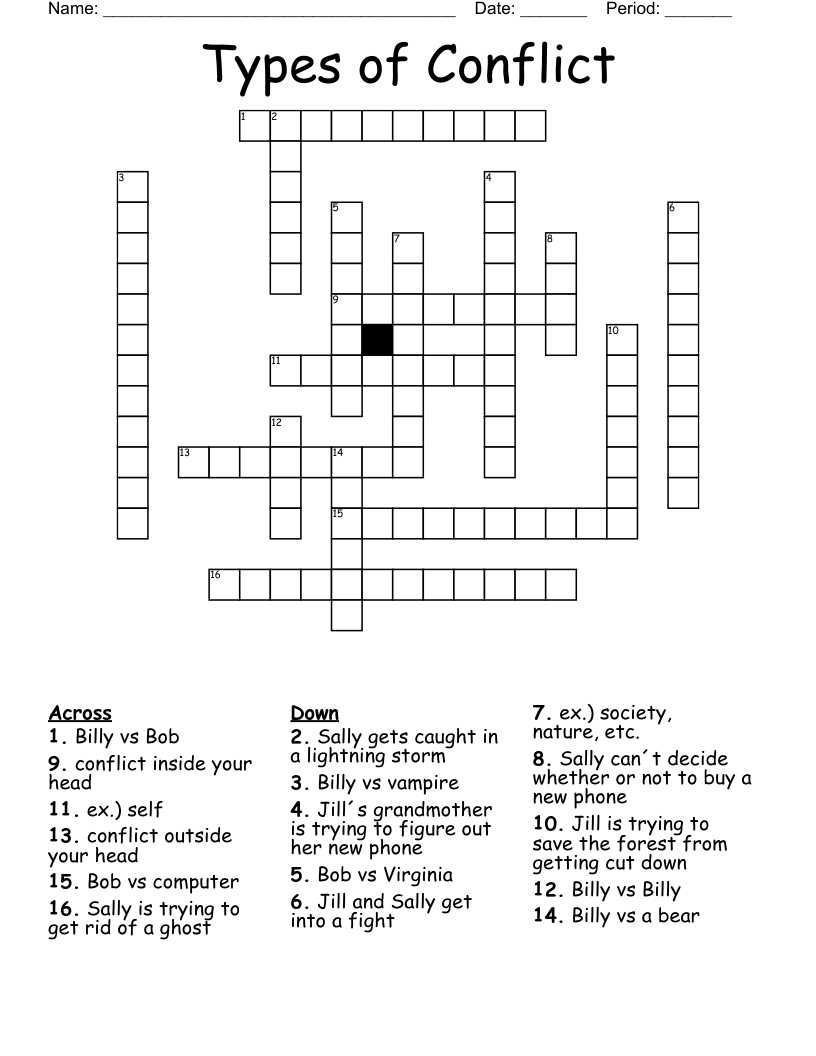 Types of Conflict Crossword