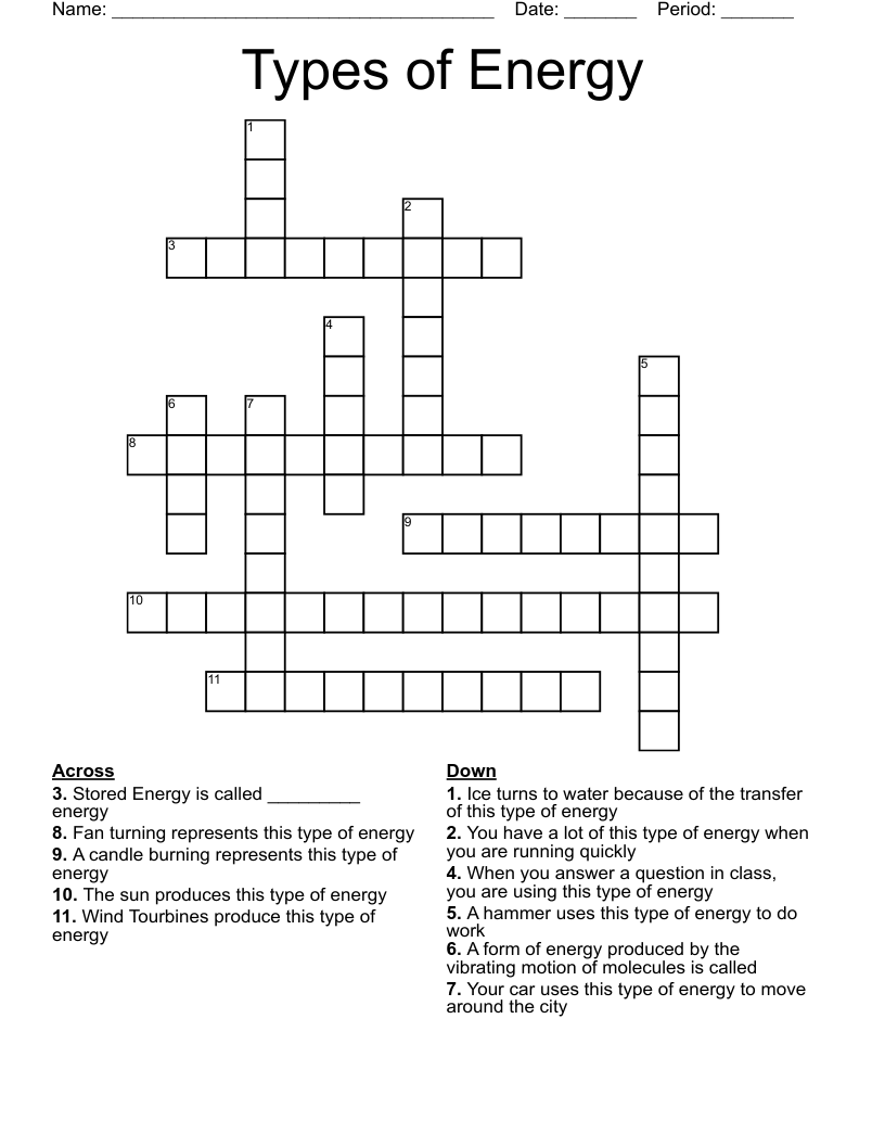 Types of Energy Crossword