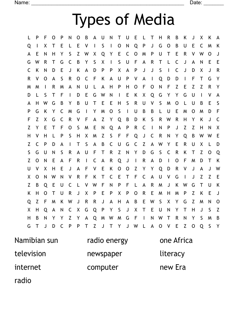 Types of Media Word Search