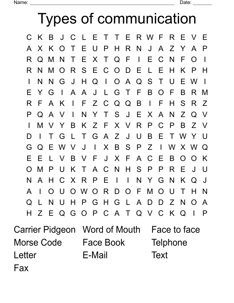 Types of communication  Word Search