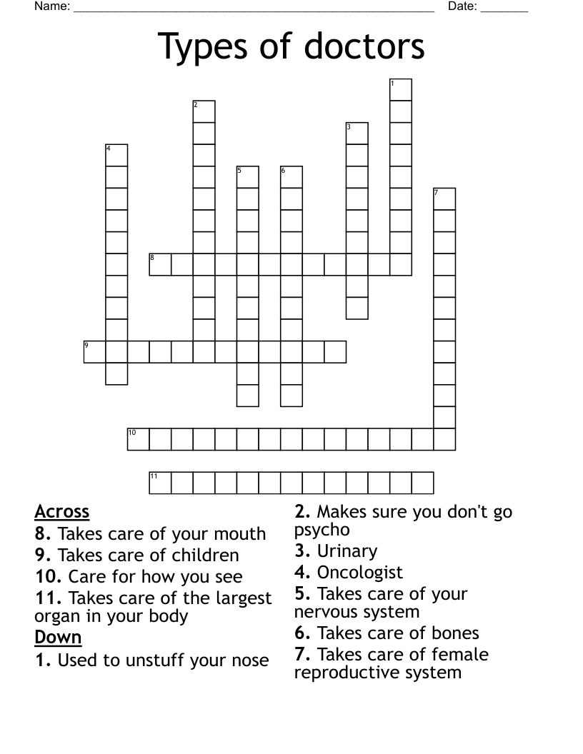Types of doctors Crossword