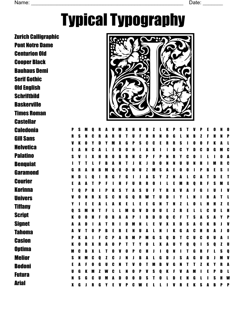 Typical Typography  Word Search