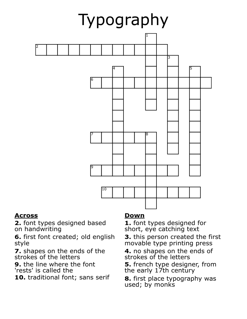Typography Crossword
