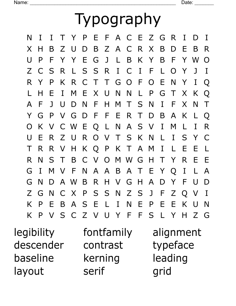 Typography Word Search