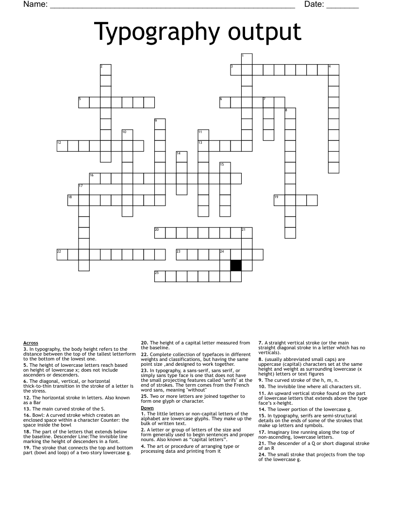 Typography output  Crossword