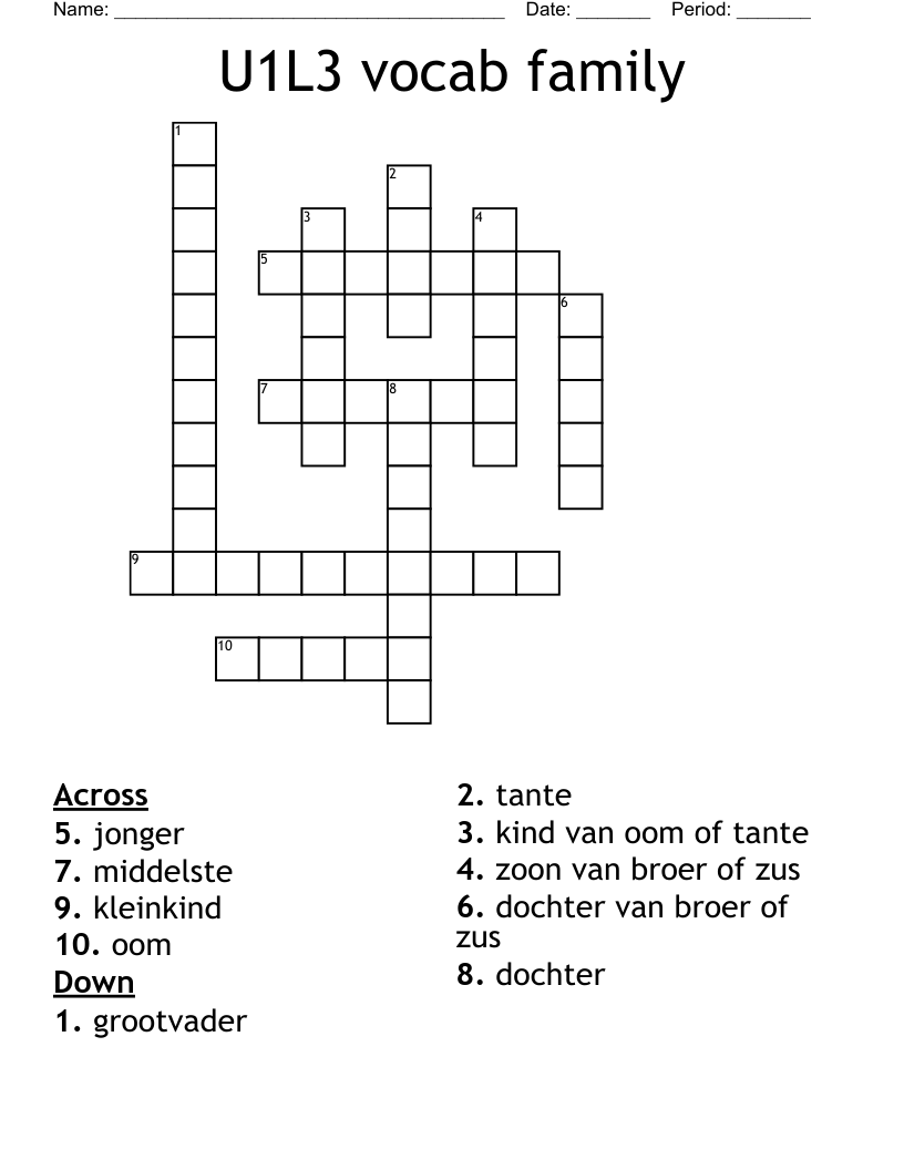 U1L3 vocab family Crossword