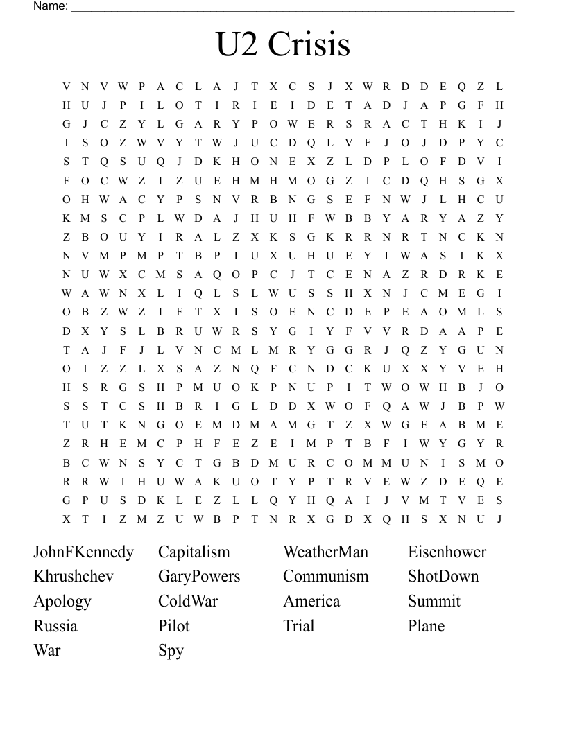 U2 Crisis Word Search