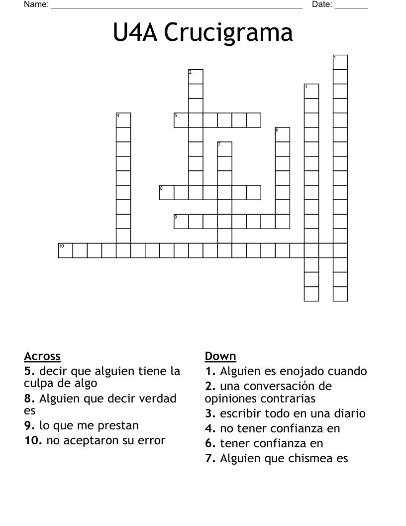 U4A Crucigrama Crossword