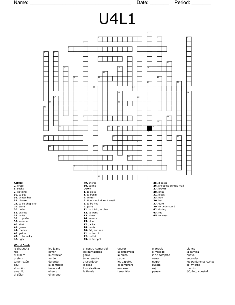 U4L1 Crossword