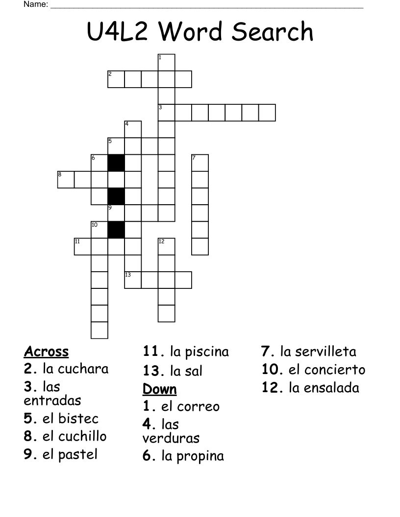 U4L2 Word Search Crossword