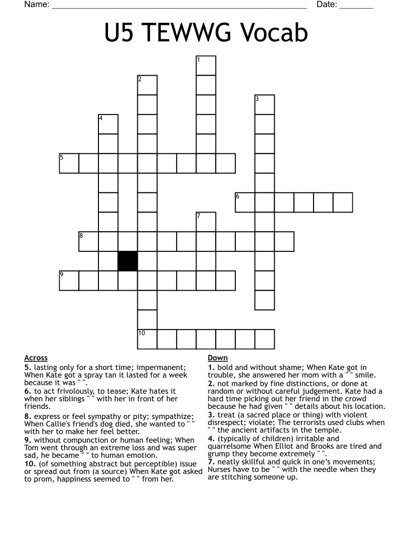 U5 TEWWG Vocab Crossword