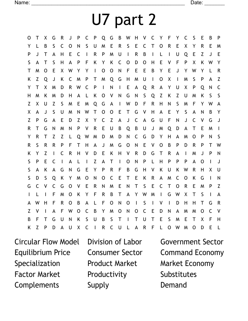 U7 part 2 Word Search