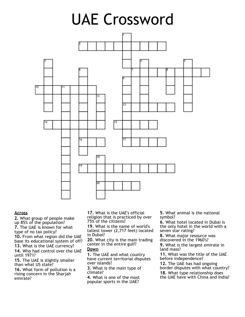 UAE Crossword 