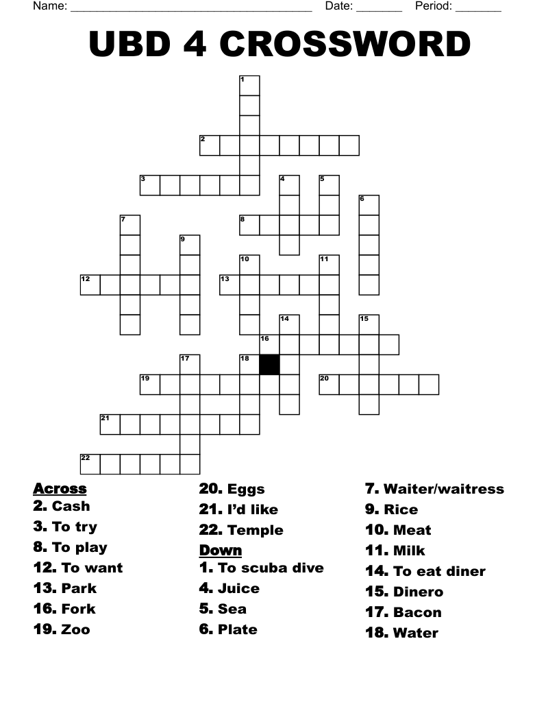 UBD 4 CROSSWORD