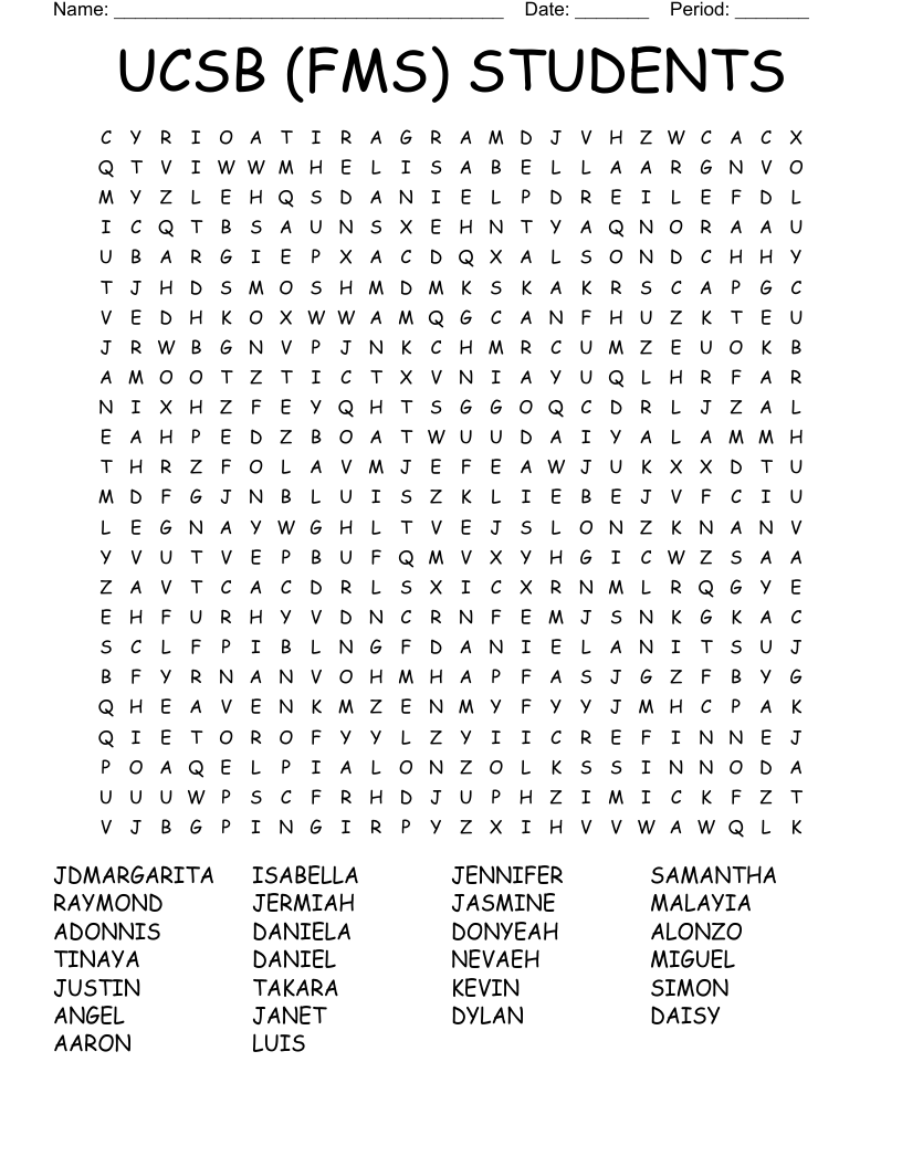 UCSB (FMS) STUDENTS Word Search