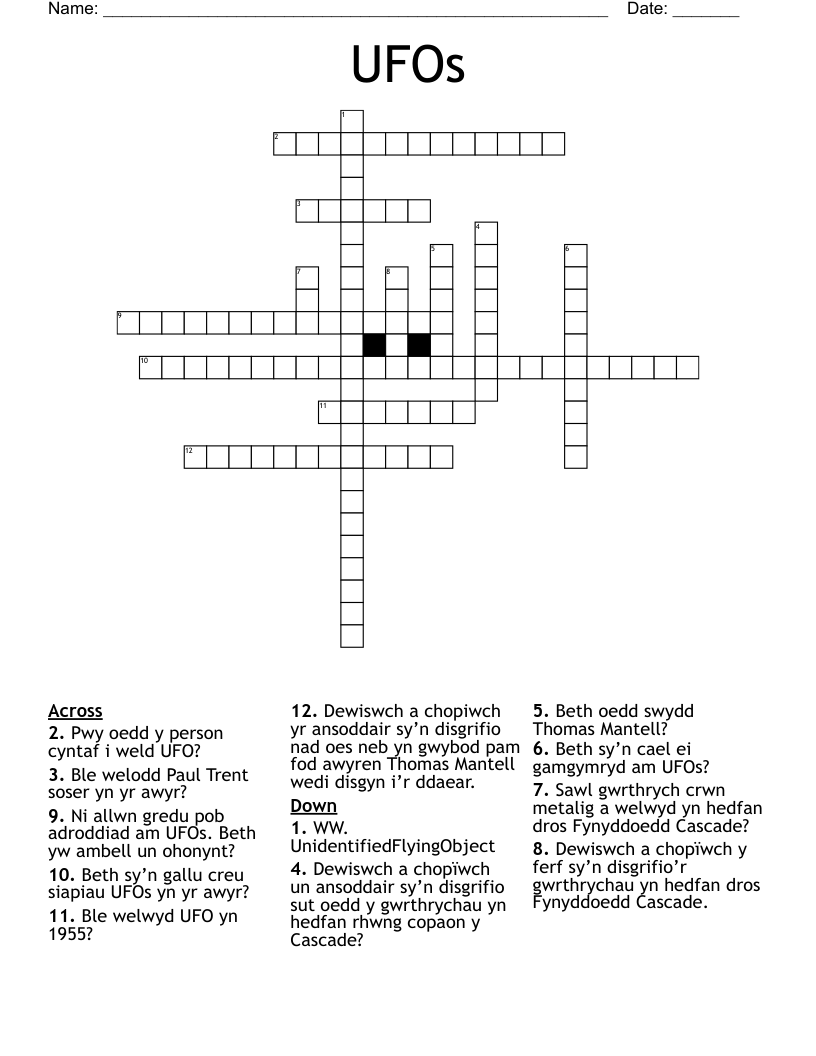 UFOs Crossword