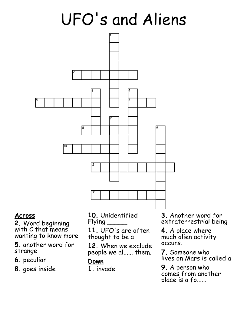 UFO's and Aliens  Crossword