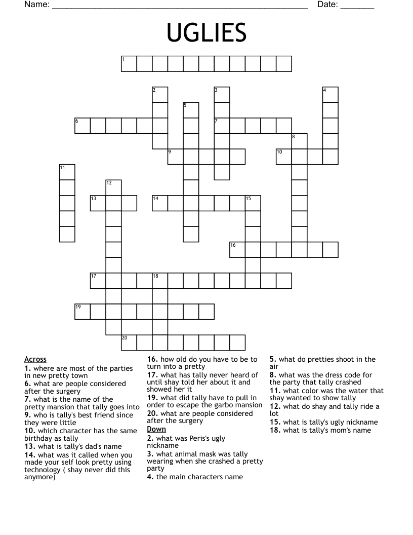 UGLIES Crossword