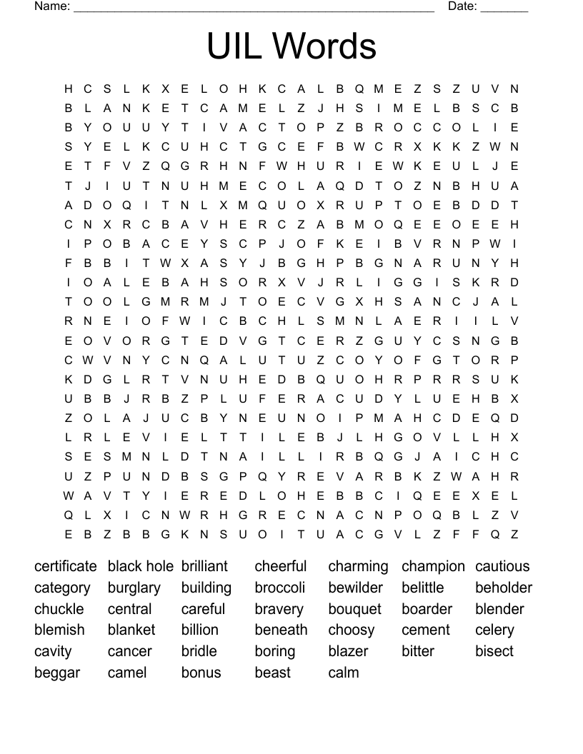 UIL Words Word Search