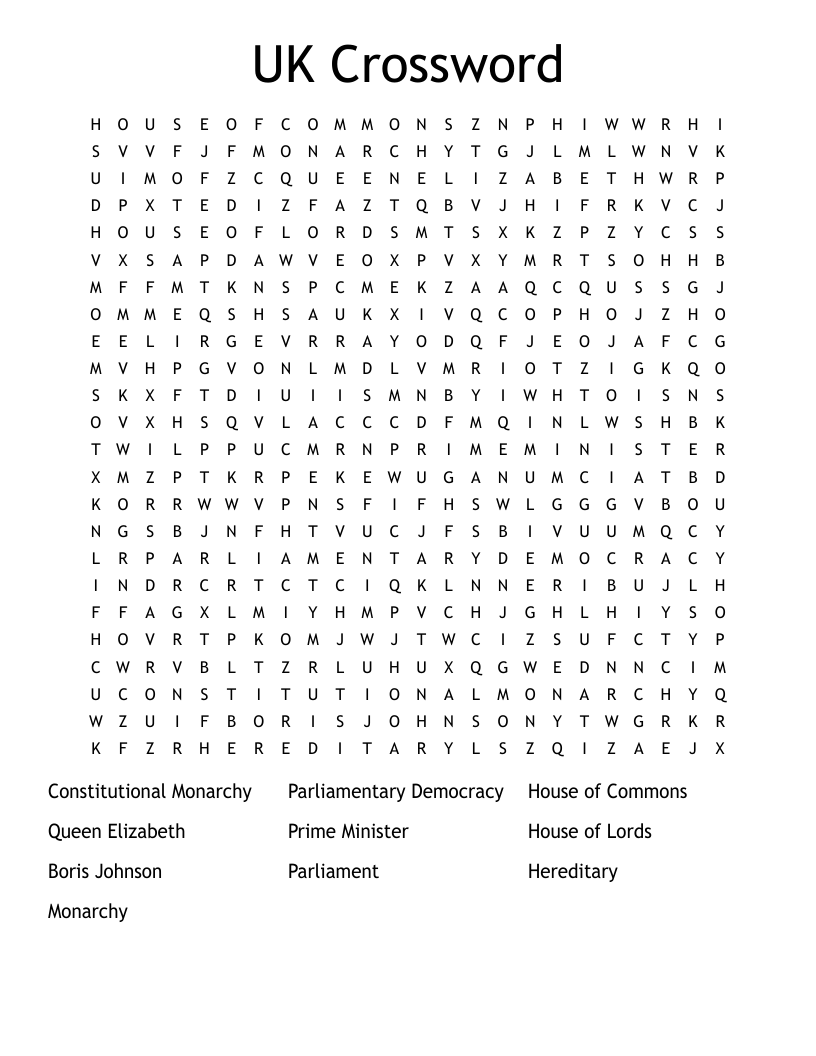 UK Crossword  Word Search