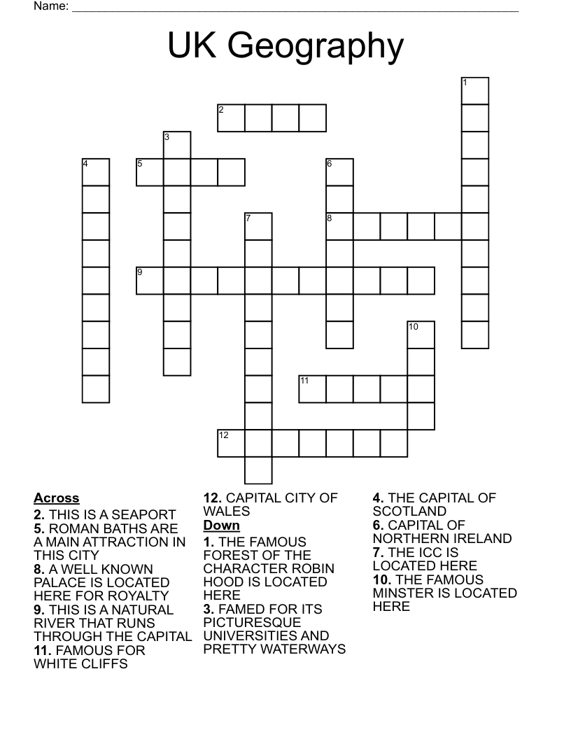 UK Geography Crossword