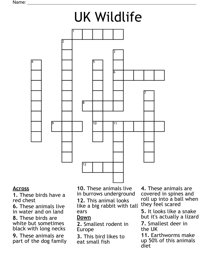 UK Wildlife Crossword