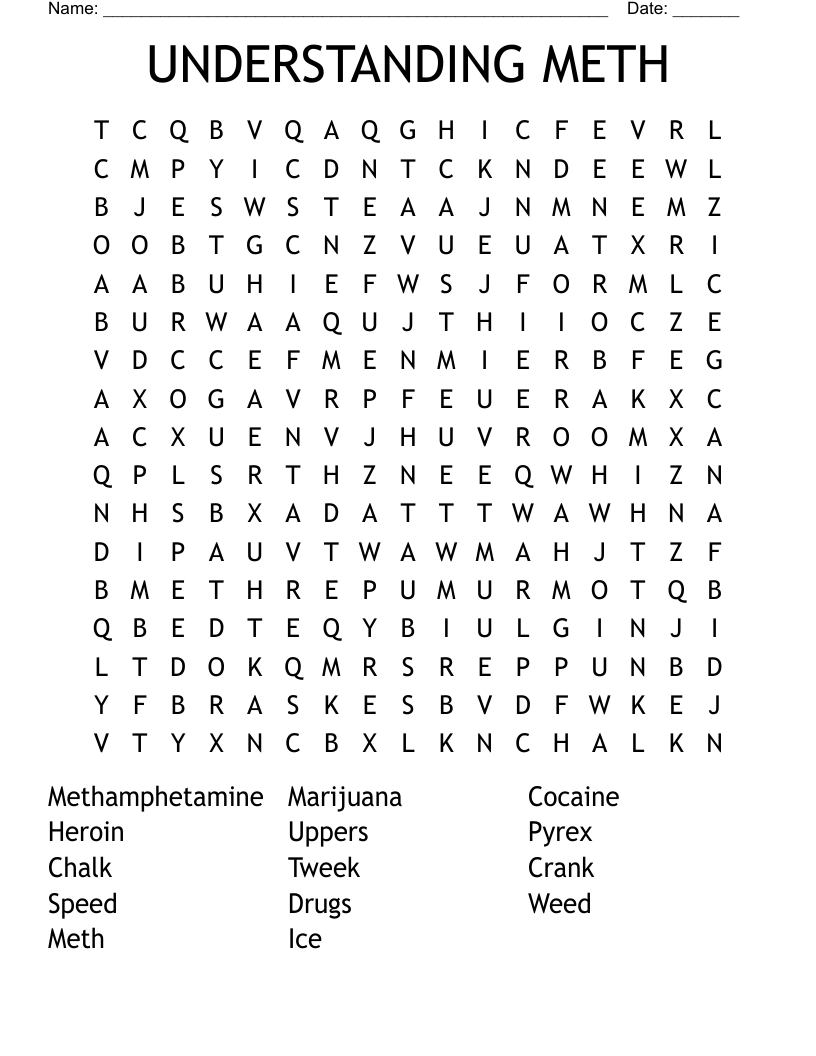UNDERSTANDING METH Word Search