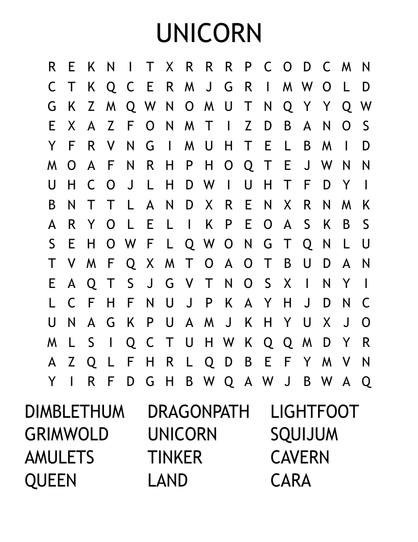 UNICORN Word Search