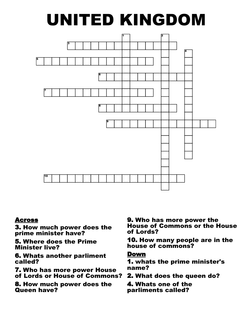 UNITED KINGDOM Crossword