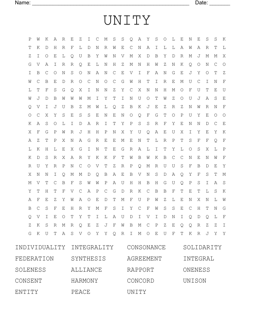UNITY Word Search