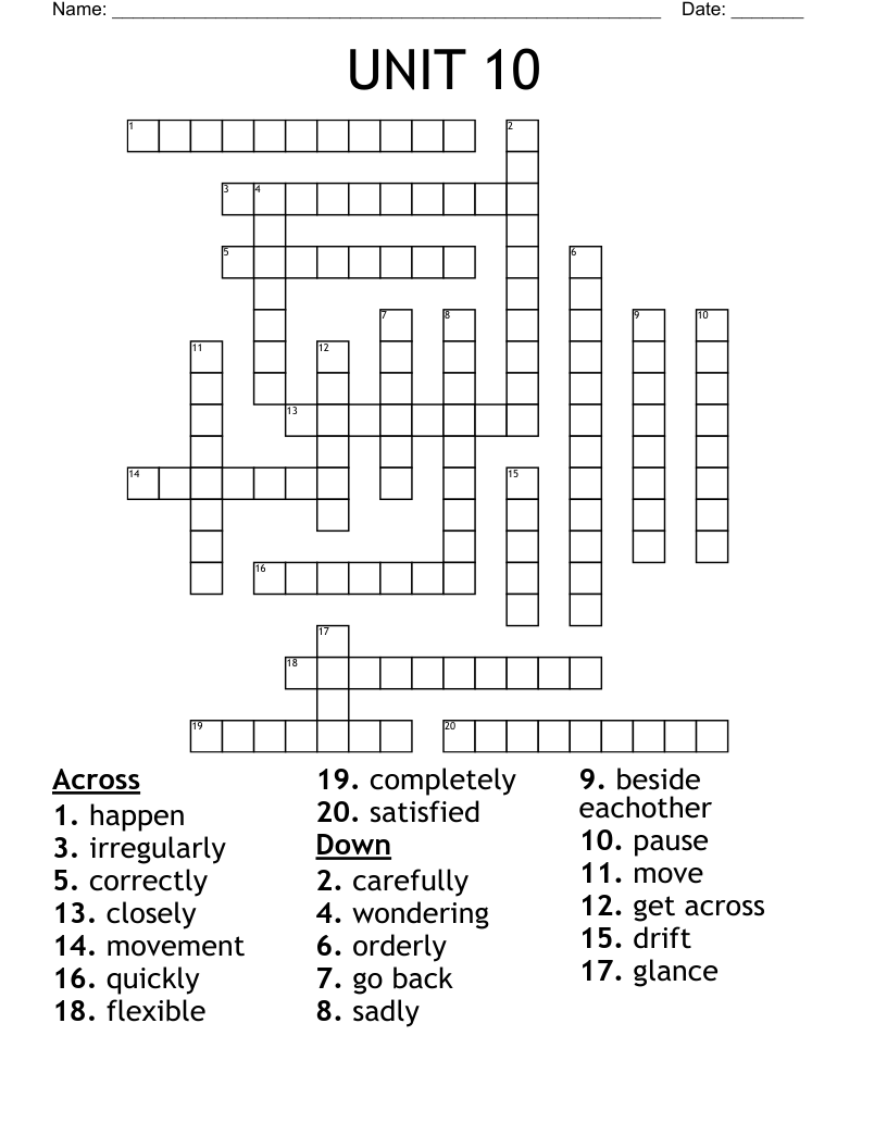 UNIT 10 Crossword