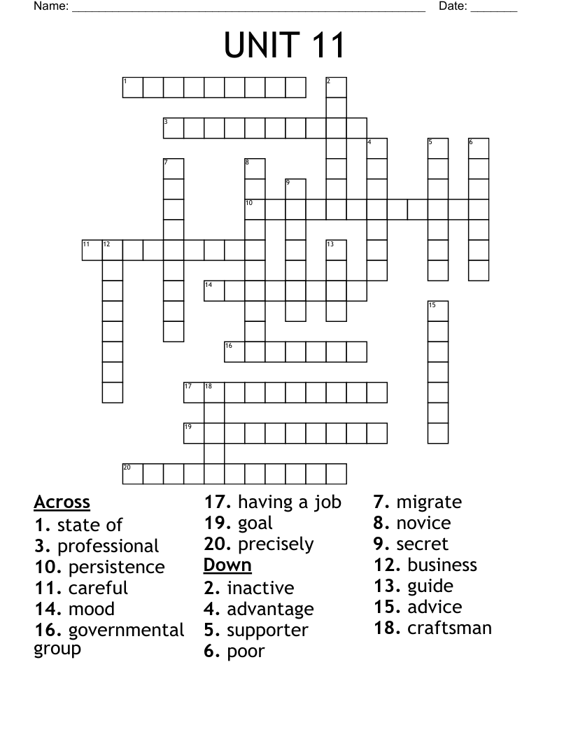 UNIT 11 Crossword