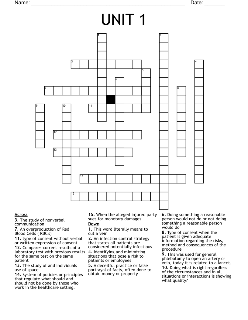 UNIT 1 Crossword